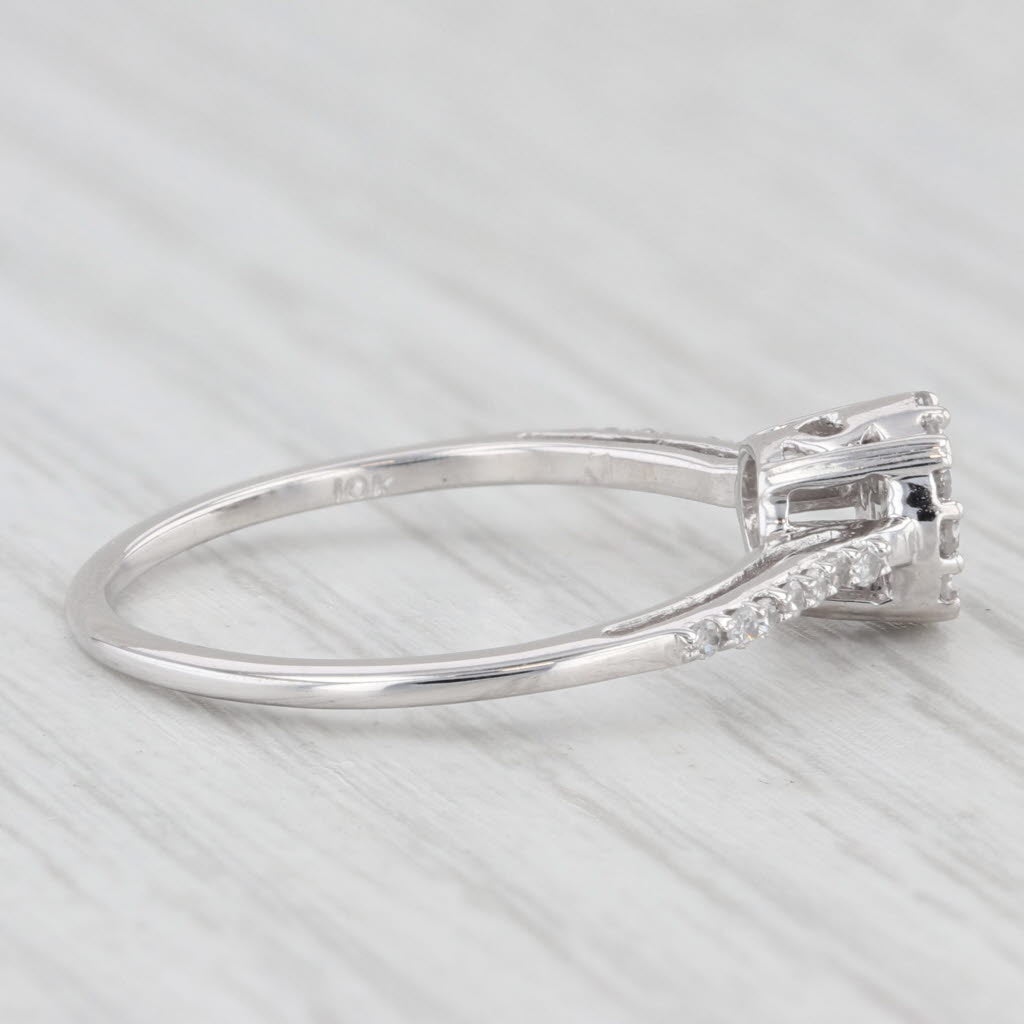 Light Gray 0.24ctw Diamond Cluster Engagement Ring 10k White Gold Size 7.25
