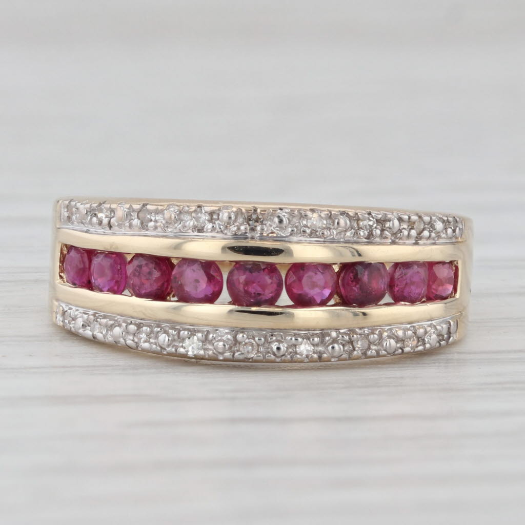 Light Gray 0.81ctw Ruby Diamond Ring 14k Yellow Gold Size 6.25 Band