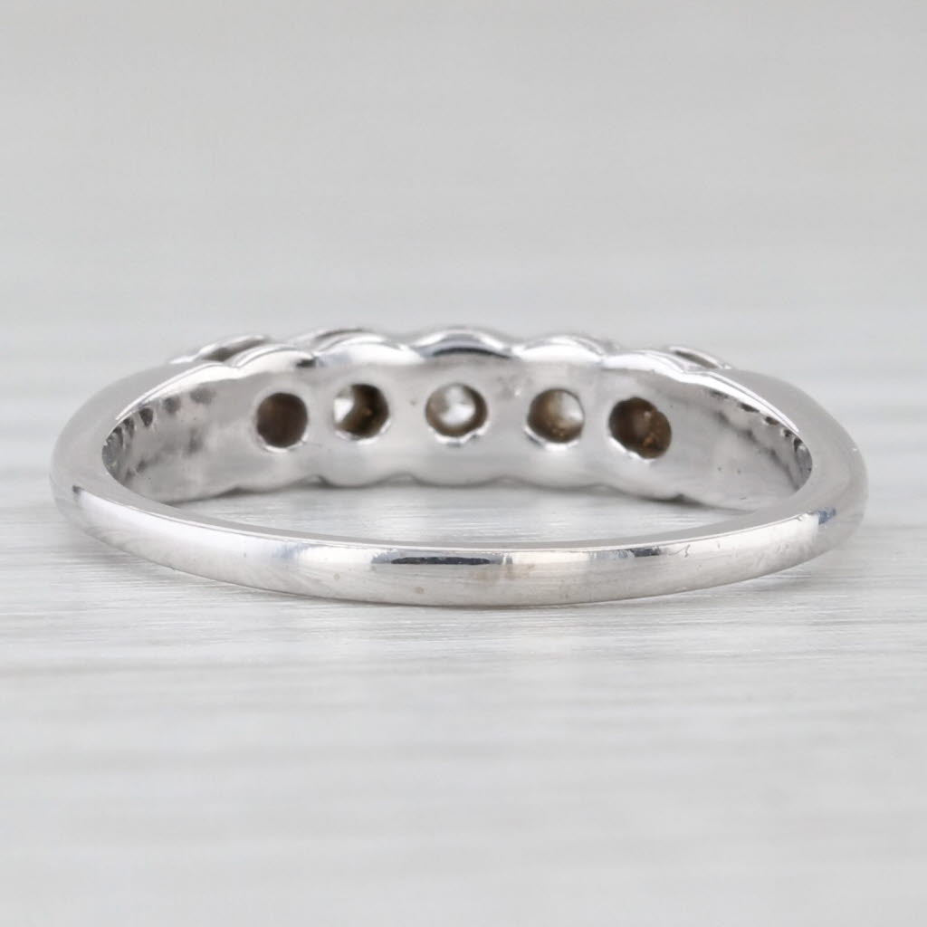 0.12ctw Diamond Wedding Band 14k White Gold Size 5.5 Stackable Ring