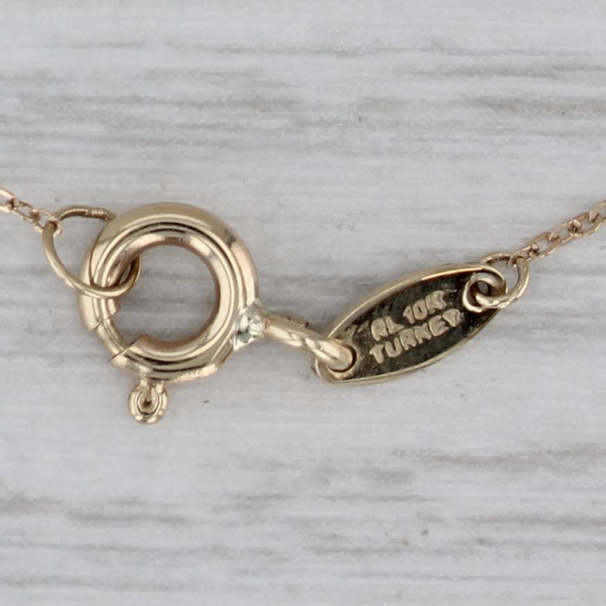Gray Textured Circle Stations Lariat Necklace 10k Yellow Gold 16.5"