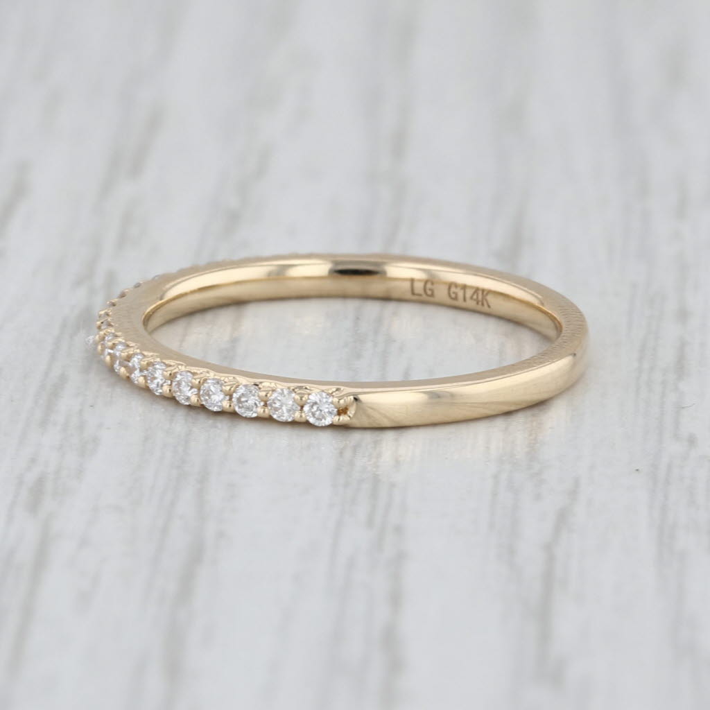 New 0.24ctw Lab Grown Diamond Wedding Band 14k Yellow Gold Sz 6.5 Stackable Ring
