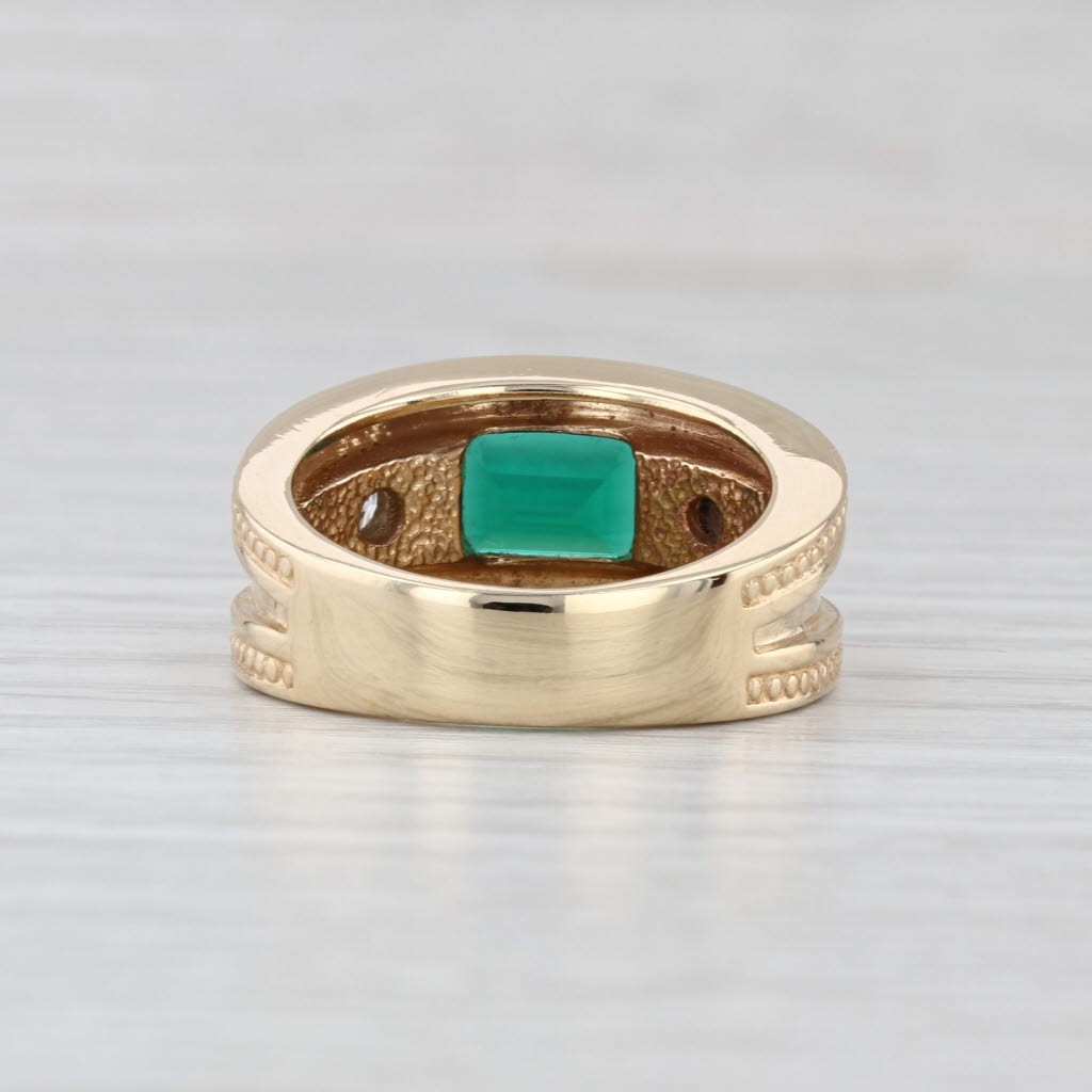 1.94ctw Lab Created Emerald Diamond Ring 14k Yellow Gold Size 7.5 Man's