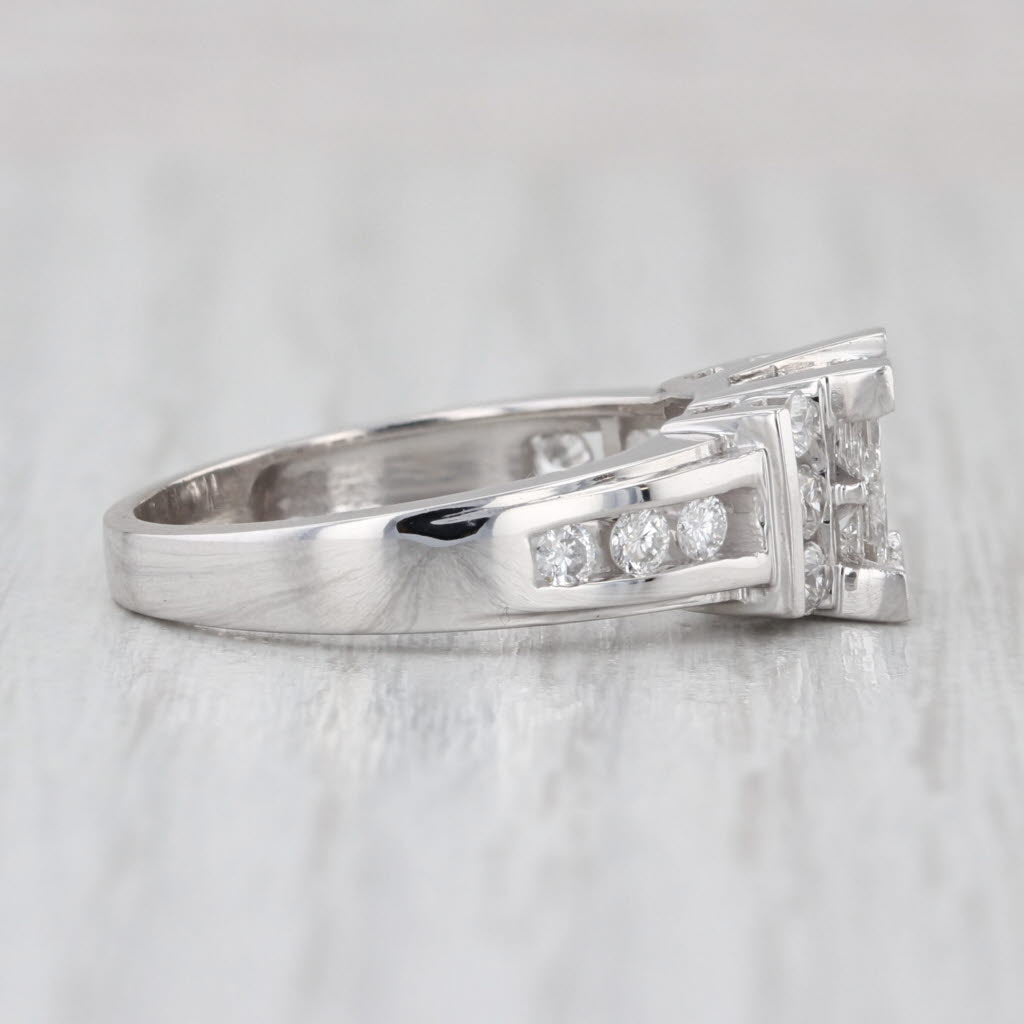 0.96ctw Princess Diamond Engagement Ring 14k White Gold Size 6.75-7