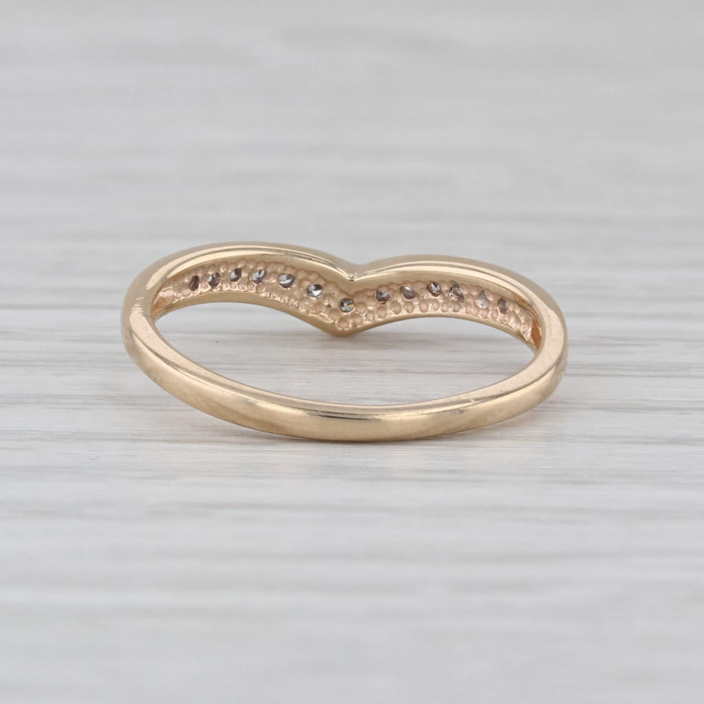 0.11ctw Diamond Contoured Wedding Band 10k Yellow Gold Size 6.75 Stackable