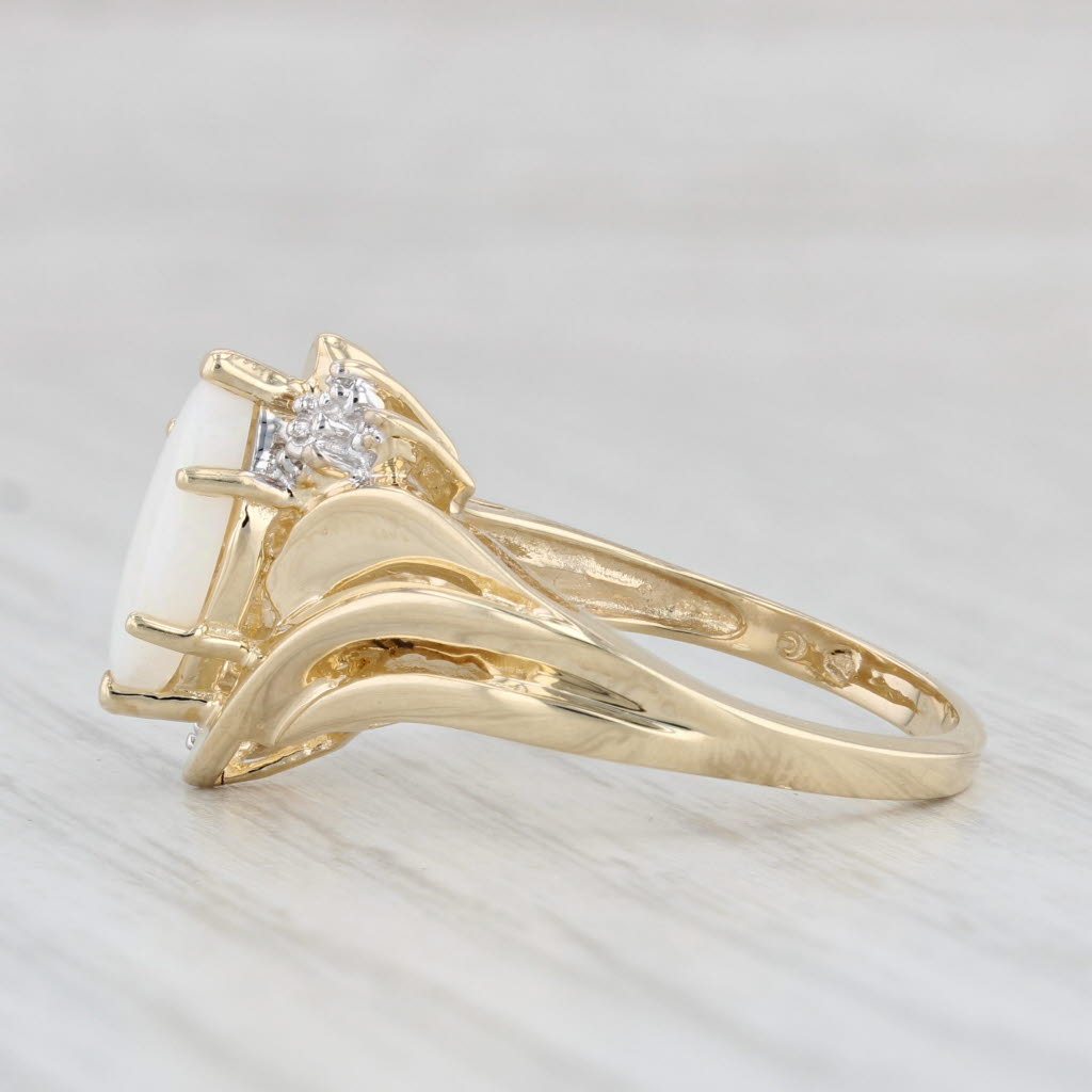 Light Gray Opal Marquise Diamond Ring 10k Yellow Gold Size 7