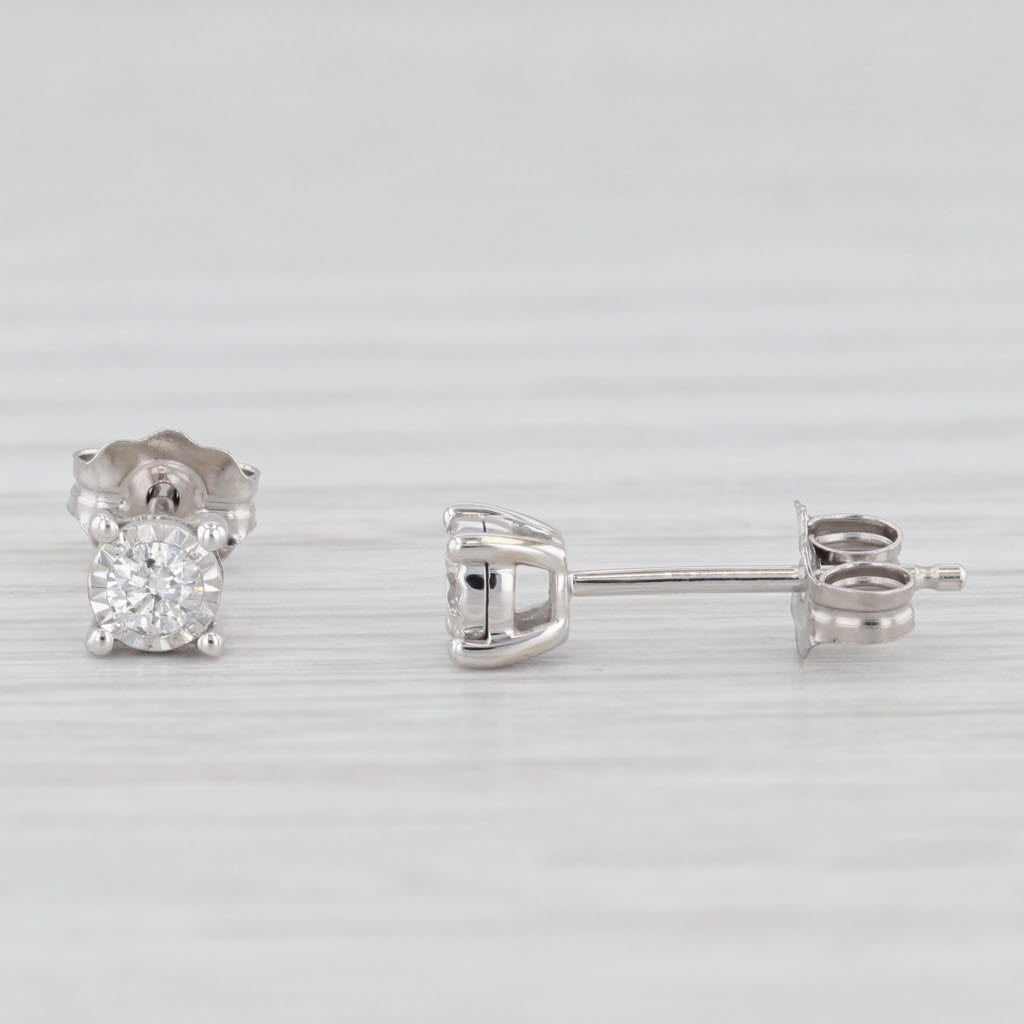 Light Gray 0.15ctw Diamond Round Solitaire Stud Earrings 14k White Gold