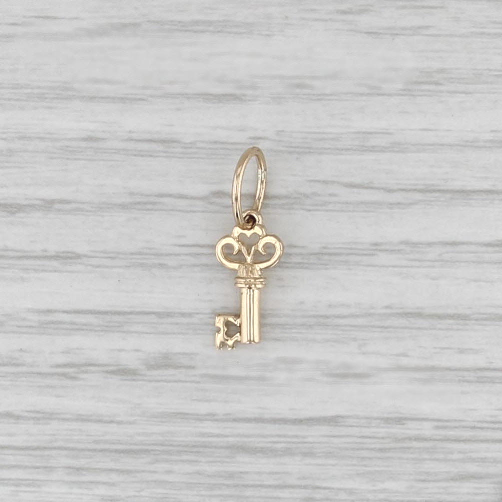 Skeleton Key Charm 14k Yellow Gold Small Pendant