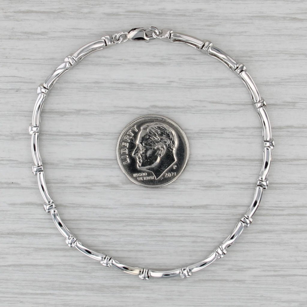 0.48ctw Diamond Bar Link Bracelet 14k White Gold 7" 3.5mm