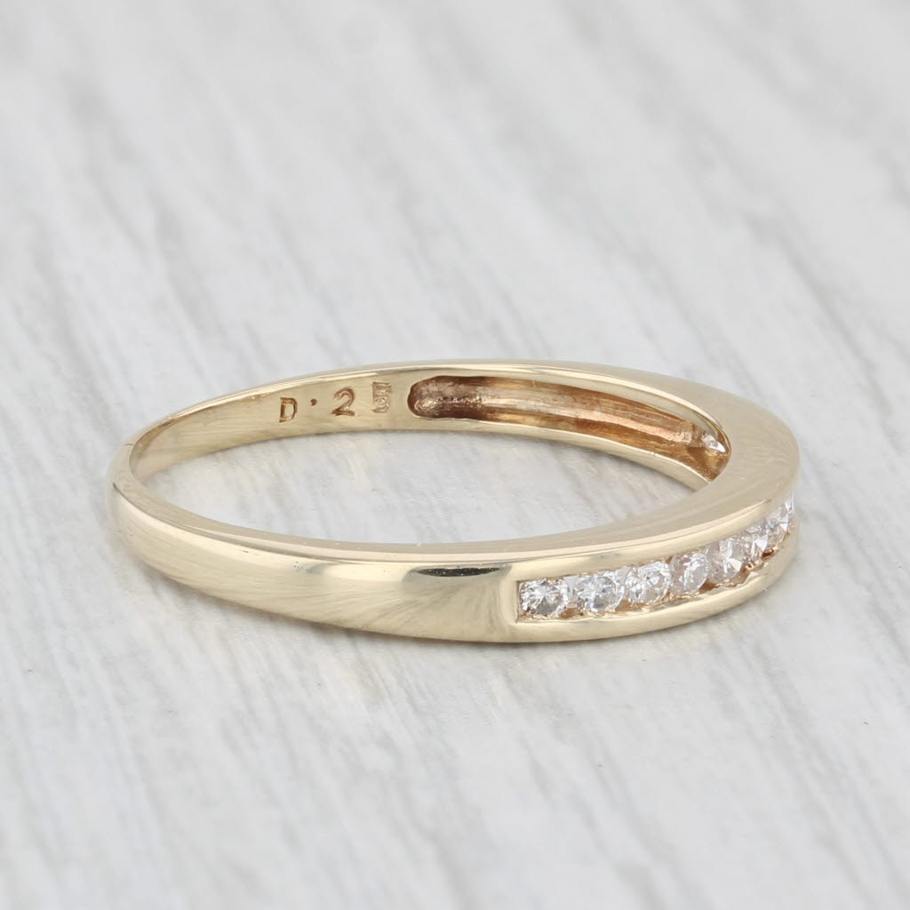 Light Gray 0.22ctw Diamond Wedding Band 14k Yellow Gold Size 8.5 Stackable Anniversary Ring