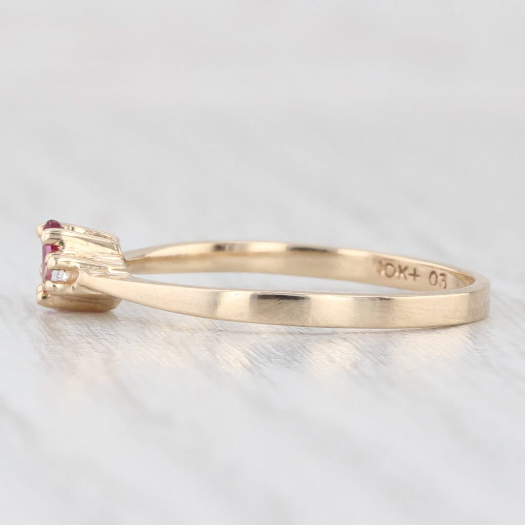 Light Gray Marquise Ruby Cubic Zirconia Ring 10k Yellow Gold Size 9.75