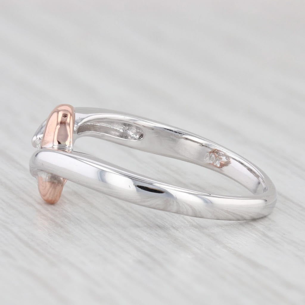 Light Gray Diamond Solitaire Heart Ring 10k White Rose Gold Size 6