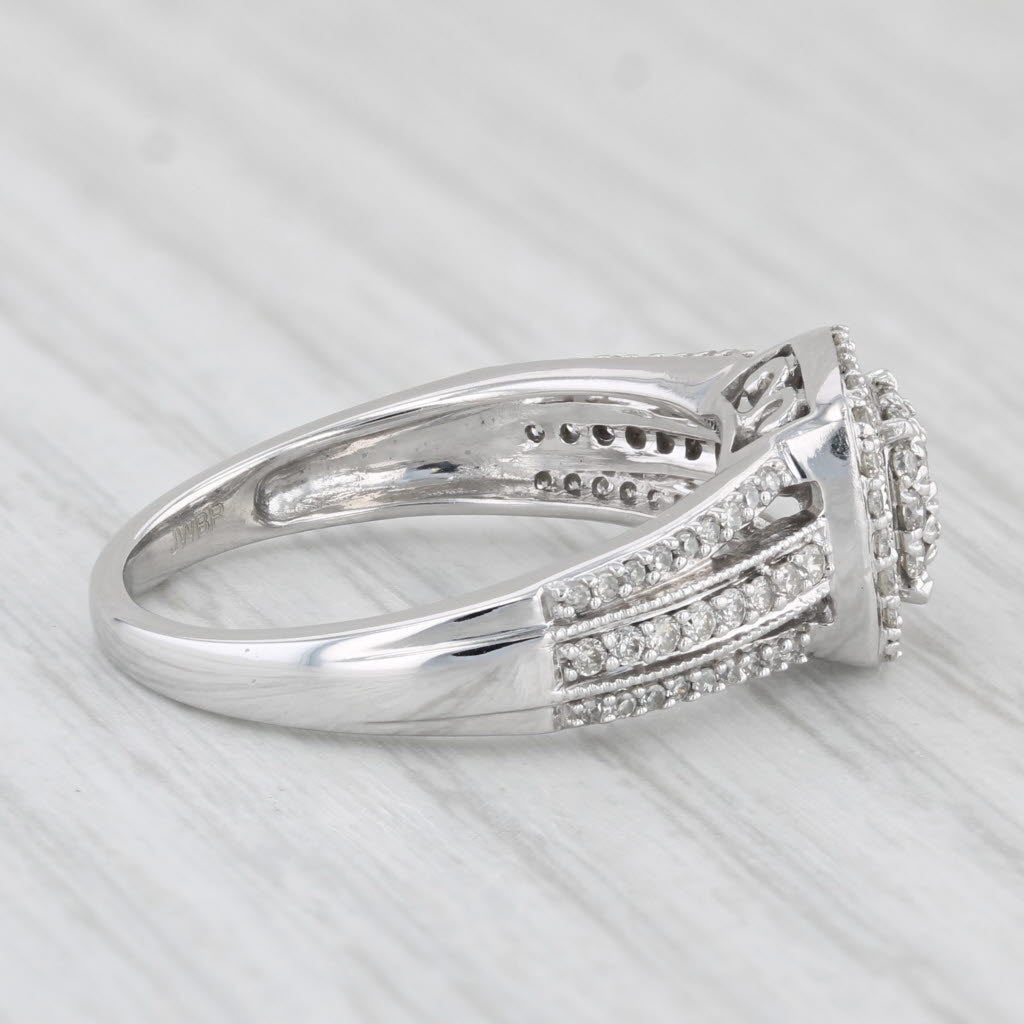 Light Gray 0.40ctw Diamond Cluster Halo Engagement Ring 10k White Gold Size 7