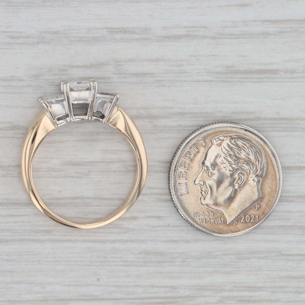 Gray 1.06ctw Princess Diamond 3-Stone Engagement Ring 14k Gold Size 5.25