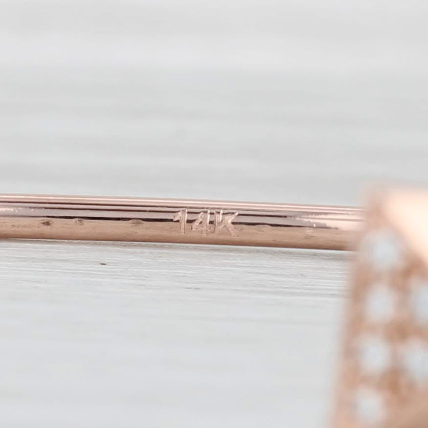 Light Gray Diamond Pyramid Ends Cuff Bracelet 14k Rose Gold 6"