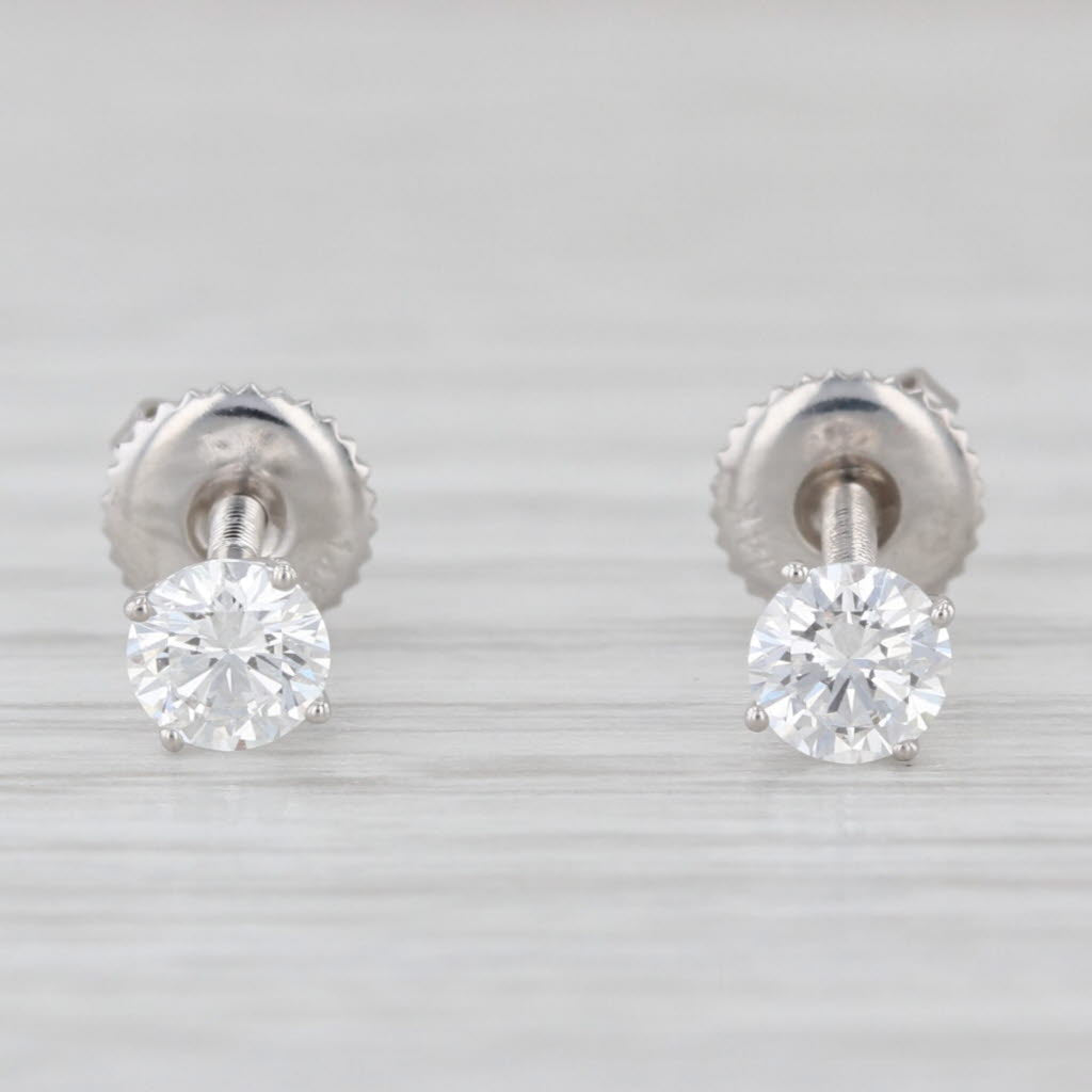 Novello 0.52ctw Lab Grown Diamond Stud Earrings 14k White Gold Studs Screw Back