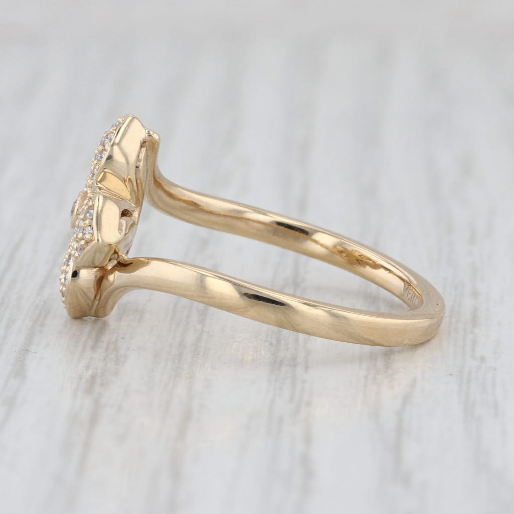 0.24ctw Lab Grown Diamond Flower Bypass Ring 14k Yellow Gold Floral Size 10.5