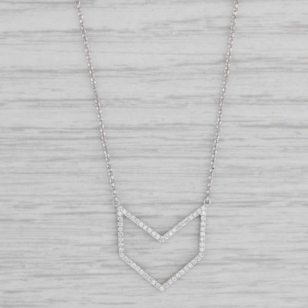 Gray New 0.25ctw Diamond Pendant Necklace 18k White Gold 16-18" Cable Chain