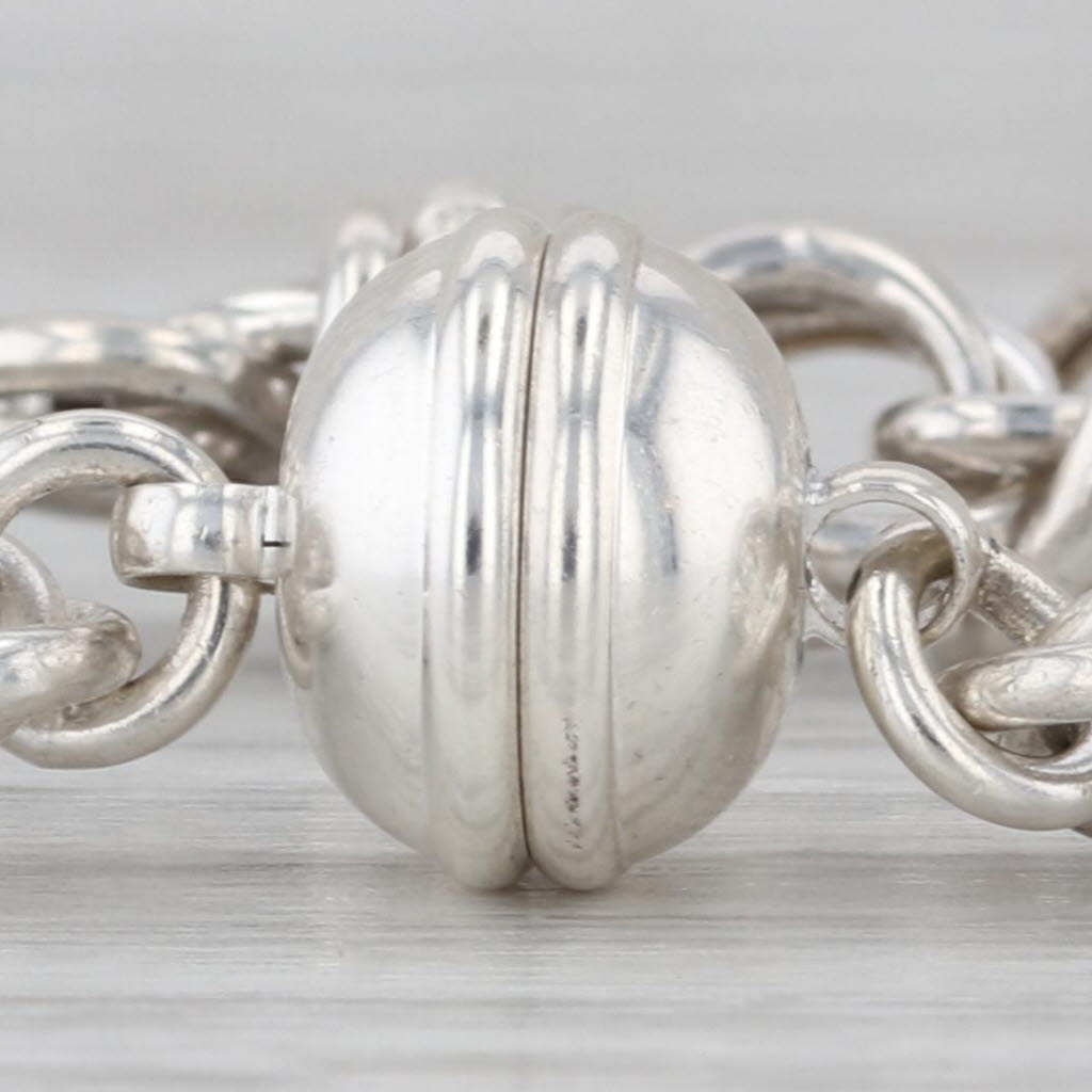 Fancy Cable Chain Statement Bracelet Sterling Silver 7" Magnetic Milor Italy