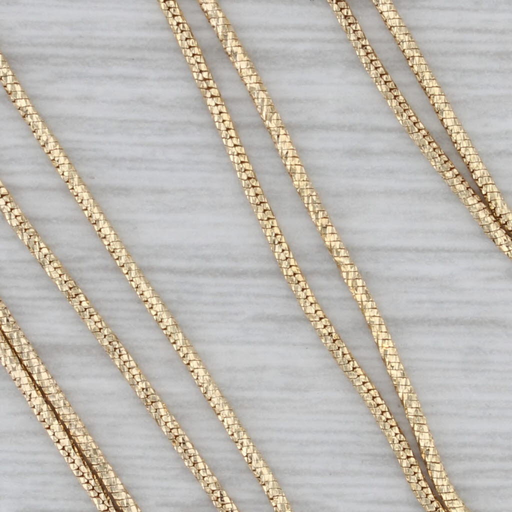 Gray Snake Chain Lariat Back Necklace 14k Yellow Gold Adjustable Length