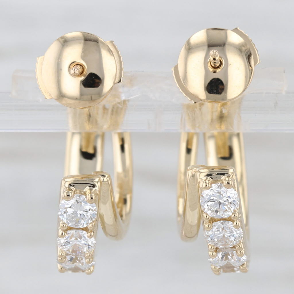 New 3.84ctw Lab Grown Diamond Hoop Earrings 14k Yellow Gold Round Double Hoops