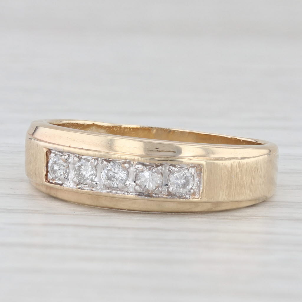Light Gray 0.25ctw Diamond Men's Wedding Band 14k Yellow Gold Size 10.25 Ring