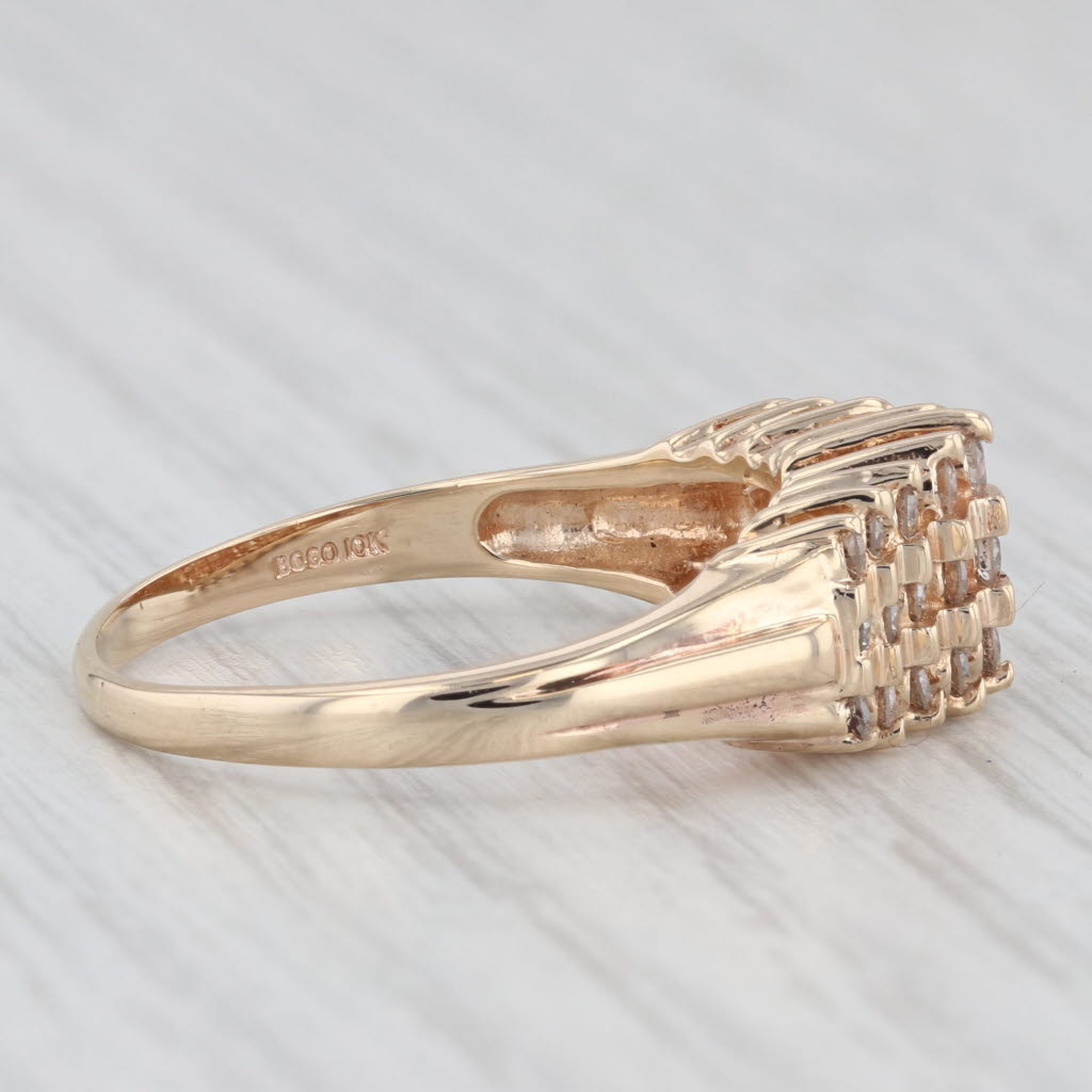 Light Gray 0.64ctw Diamond 10k Yellow Gold Size 9.25 Tiered Pyramid Stackable