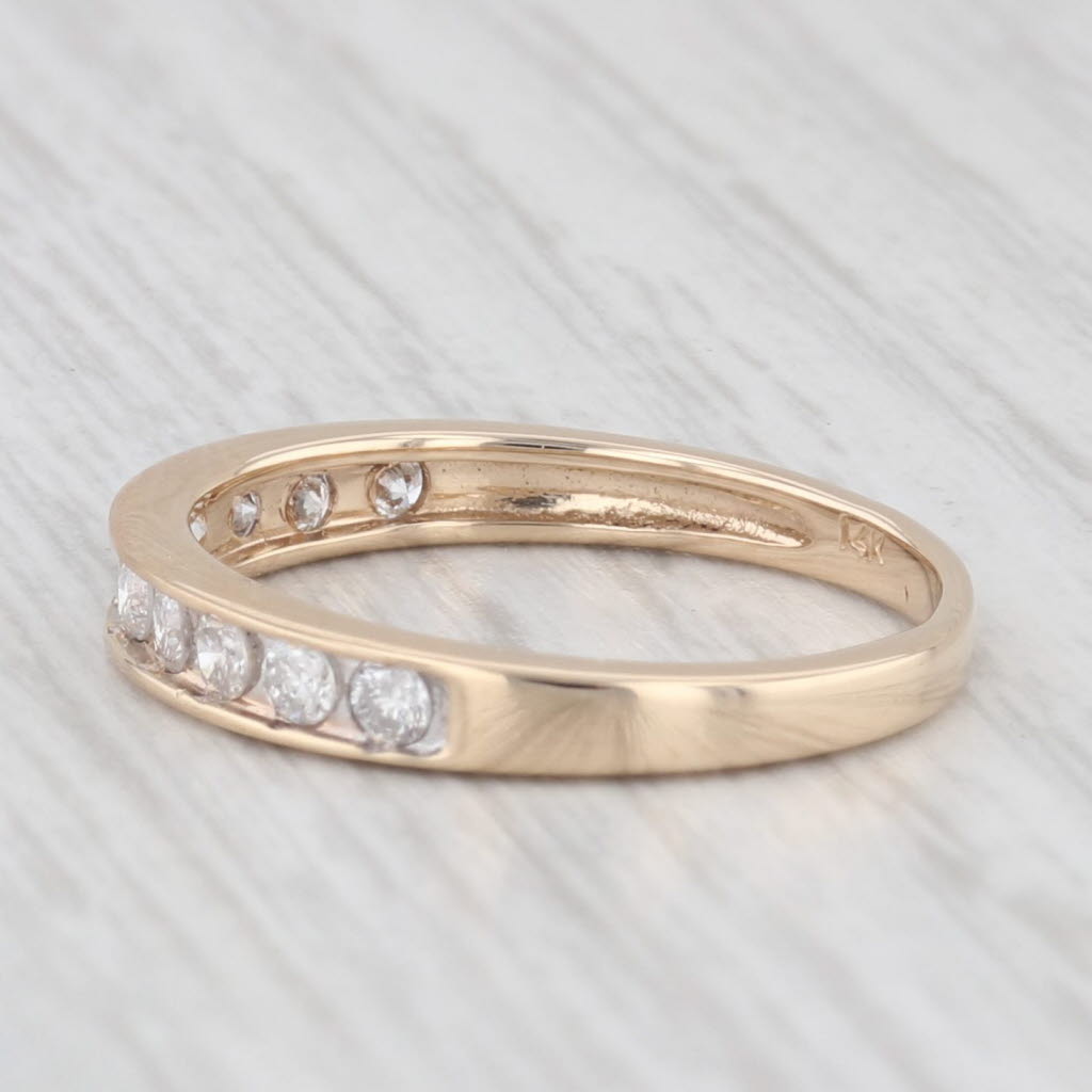 Light Gray 0.30ctw Diamond 14K Yellow Gold Wedding Band Stackable Ring Size 6