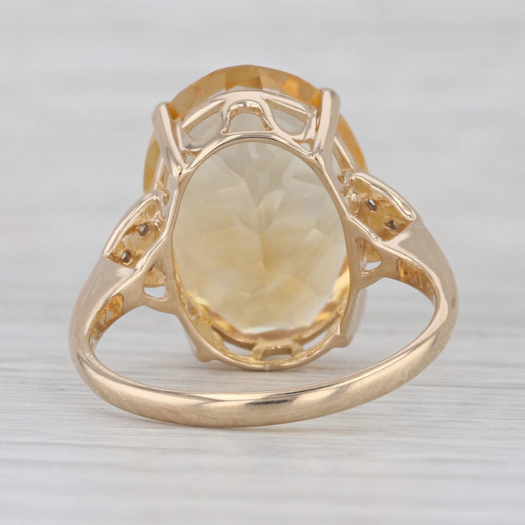 8.18ctw Yellow Oval Citrine Diamond Ring 14k Yellow Gold Size 7