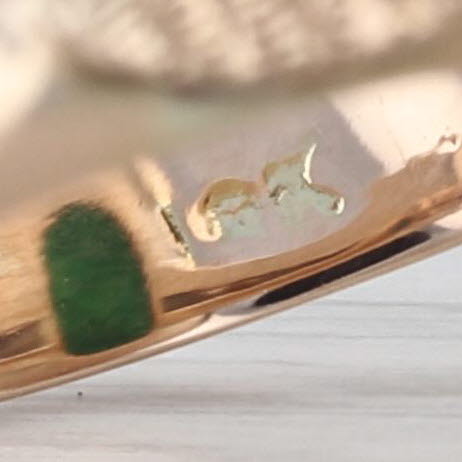 Vintage Oval Cabochon Aquaprase Chalcedony Solitaire Ring 10k Gold Size 6.5