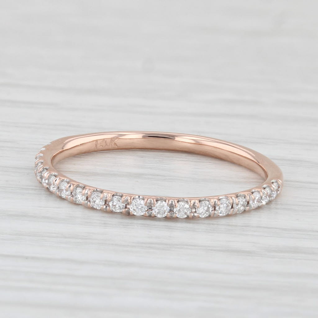 Light Gray 0.20ctw Diamond Wedding Band 14k Rose Gold Size 6.75 Stackable Ring