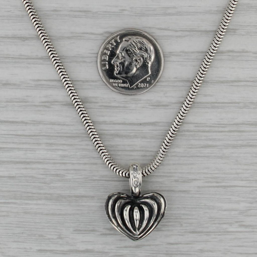 Lagos Caviar Puffy Heart Pendant Necklace Sterling Silver 16.25" Snake Chain