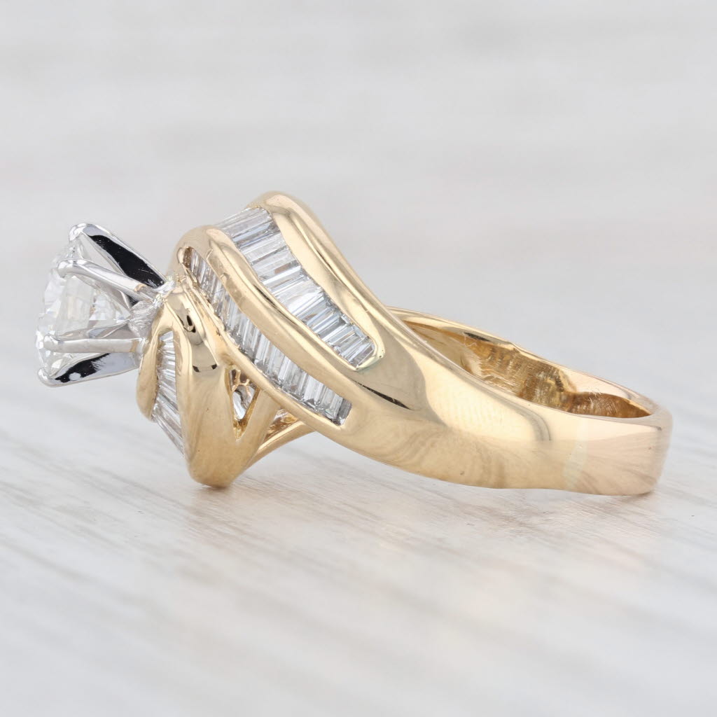 Light Gray 2.82ctw Diamond Engagement Ring 18k Gold Size 8.5 Bypass Round GIA