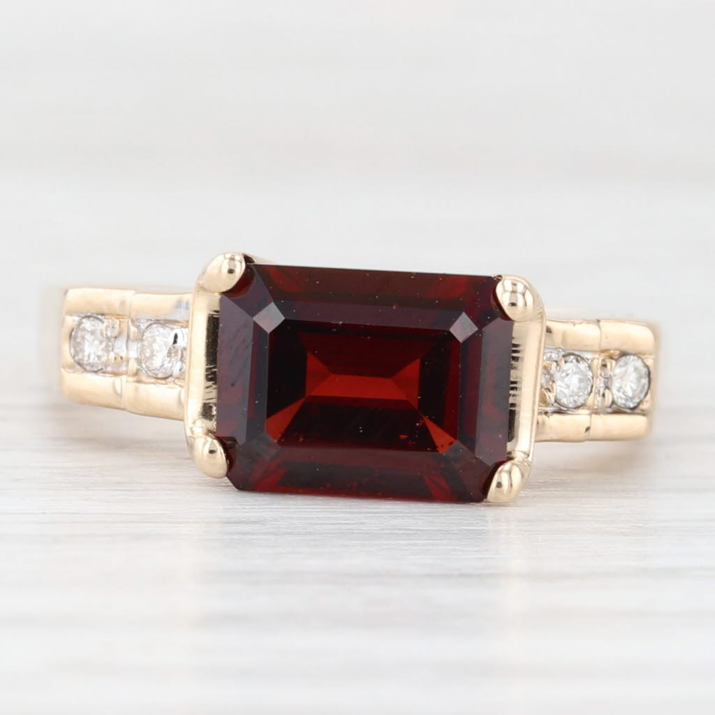 Beige 2.80ctw Emerald Cut Garnet Diamond Ring 14k Yellow Gold Size 7.5