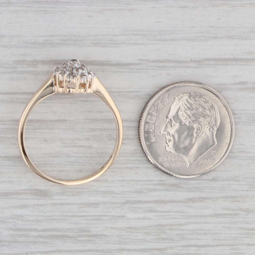 Gray 0.12ctw Diamond Cluster Engagement Ring 10k Yellow Gold Size 7