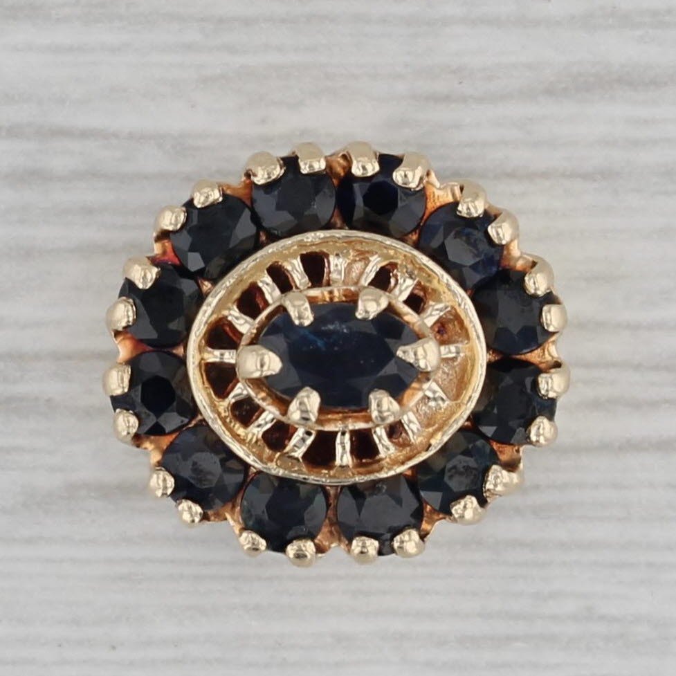 Gray Richard Klein 1.05ctw Blue Sapphire Slide Bracelet Charm 10k Yellow Gold Vintage