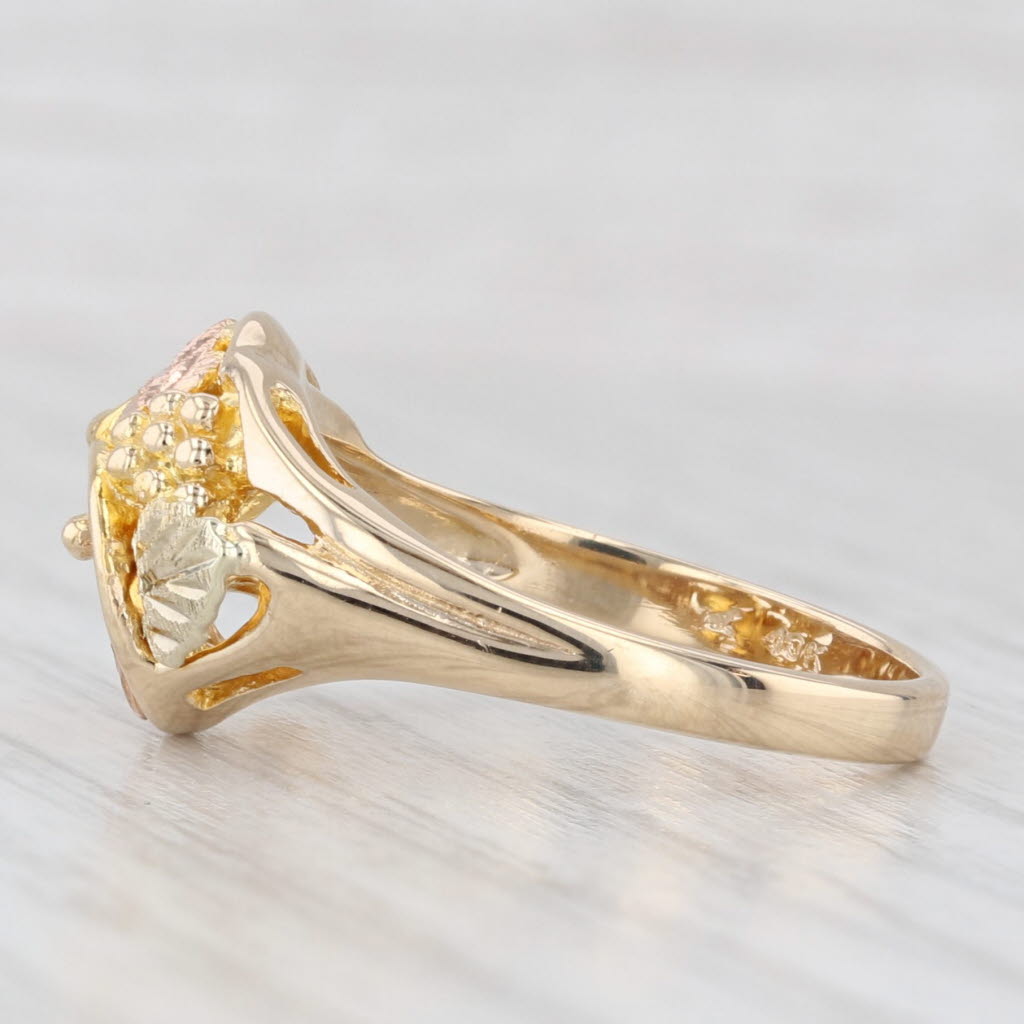Light Gray Landstrom's Black Hills Gold Floral Leaf Ring 10k Yellow Rose Green Gold Sz 8.5