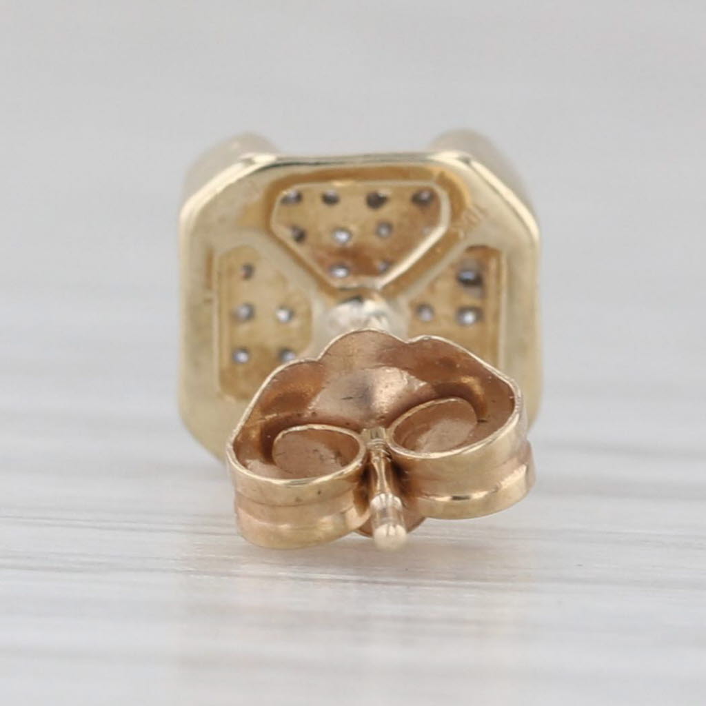 Gray Single 0.10ctw Diamond Stud Earring 10k Yellow Gold
