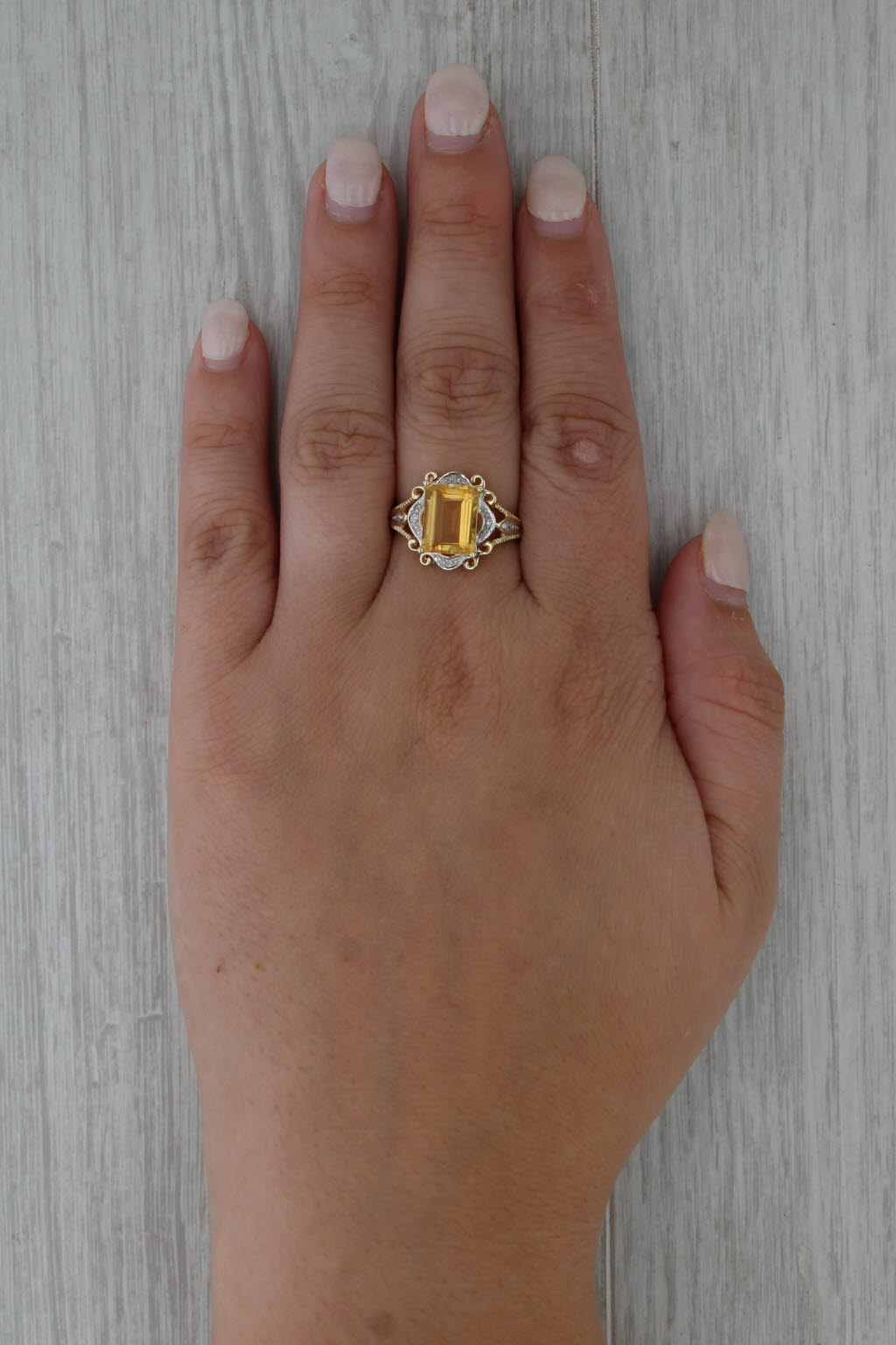 4.28ctw Yellow Citrine Diamond Halo Ring 10k Yellow Gold Size 8