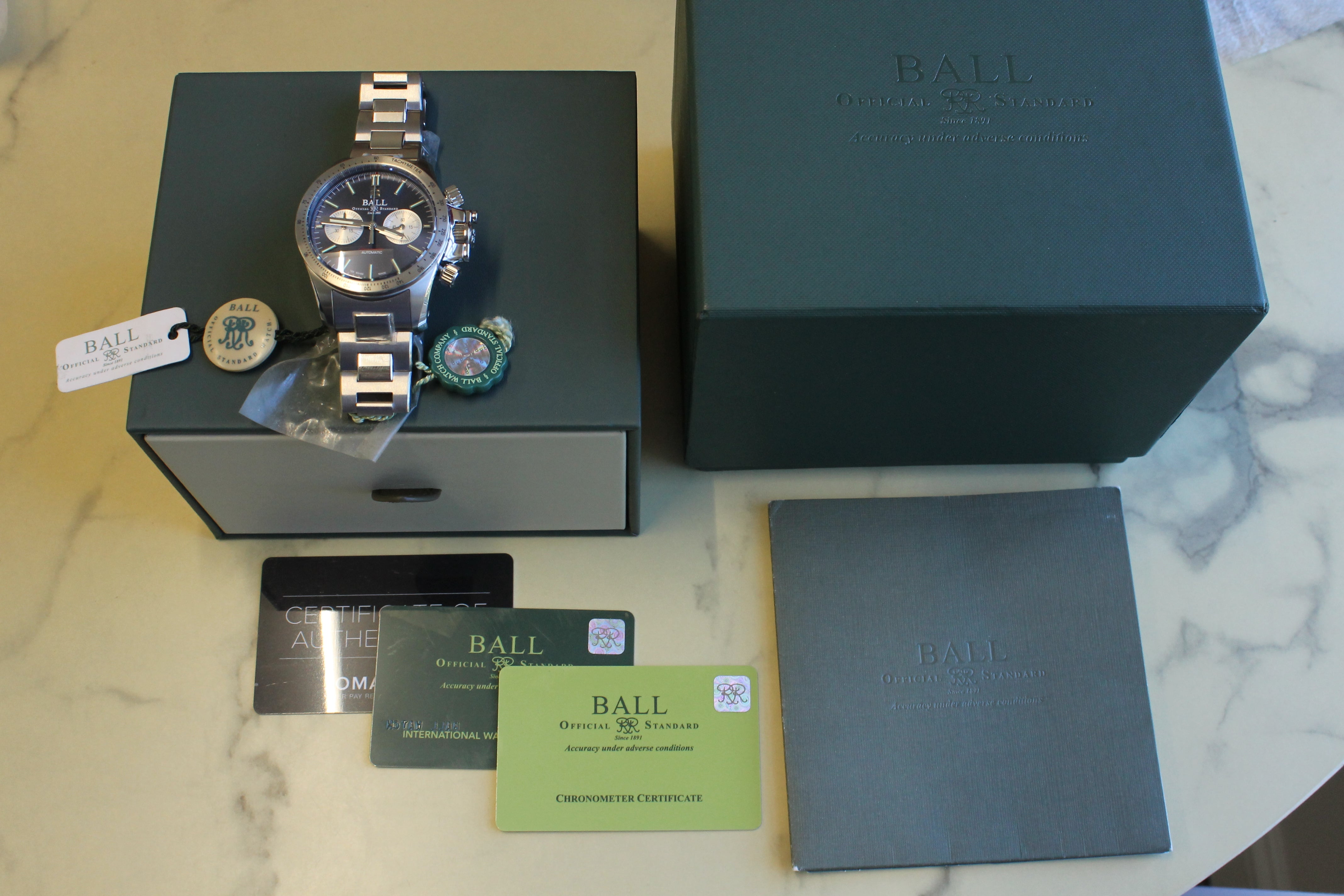 Dark Slate Gray Ball Engineer Hydrocarbon Racer Mens 42mm Automatic Chronograph Watch CM2198C