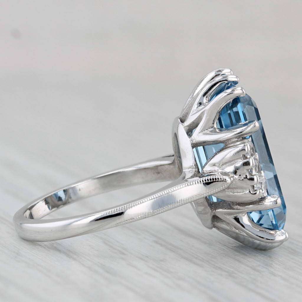 Gray 13.12ctw Lab Created Blue White Spinel Ring 10k White Gold Size 6.5