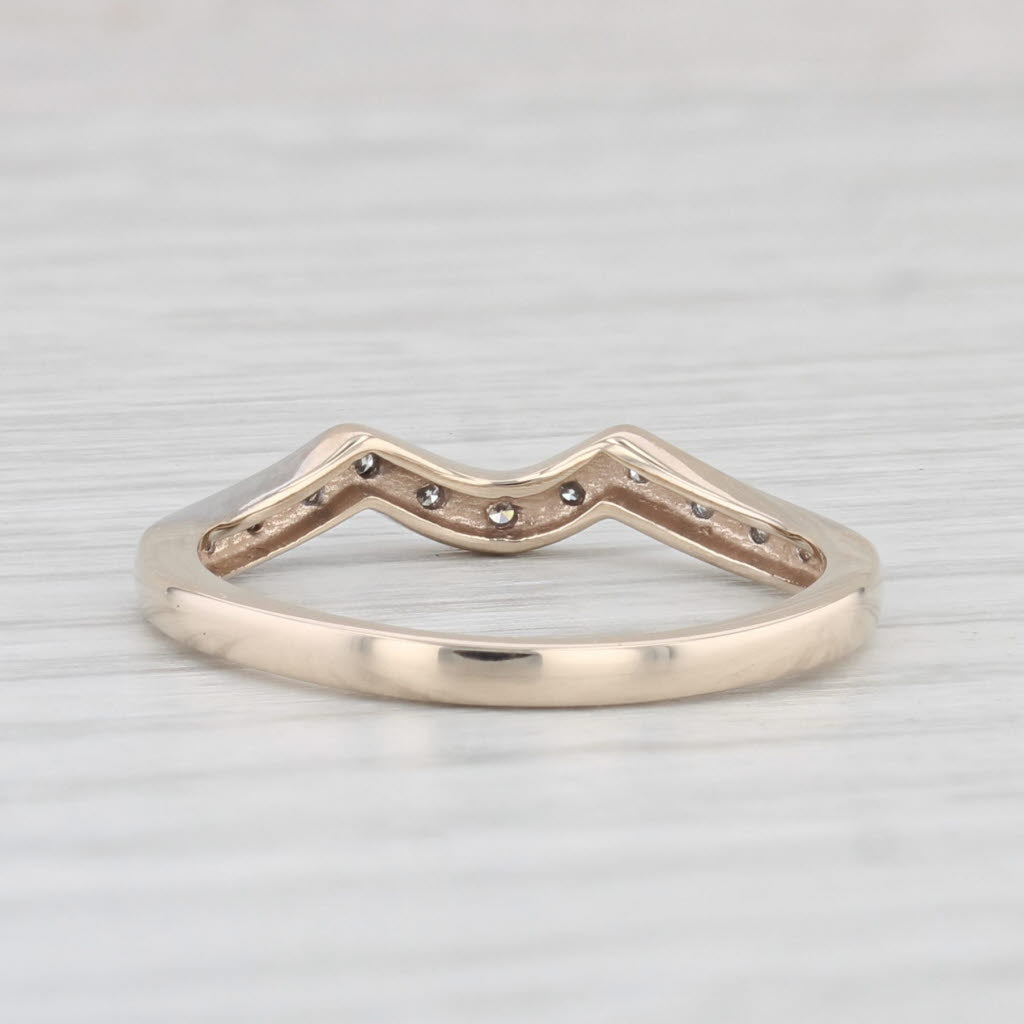 Light Gray Contoured Diamond Wedding Band 10k Yellow Gold Size 7 Guard Stackable