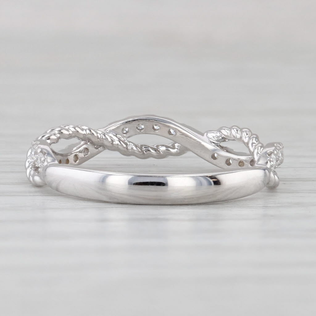 Light Gray New 0.20ctw Woven Diamond Wedding Band 14k White Gold Stackable Ring Size 6.5