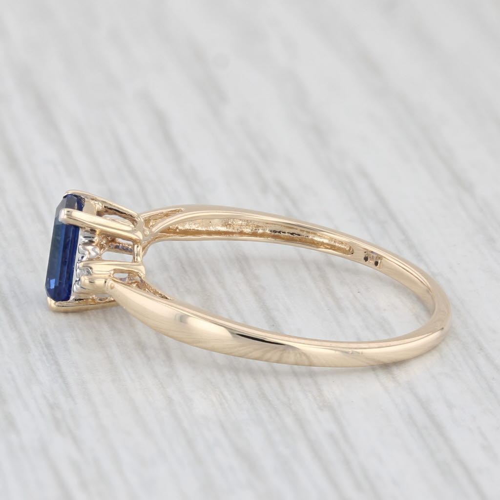 Light Gray 0.70ct Lab Created Blue Sapphire Diamond Ring 10k Yellow Gold Size 7.25