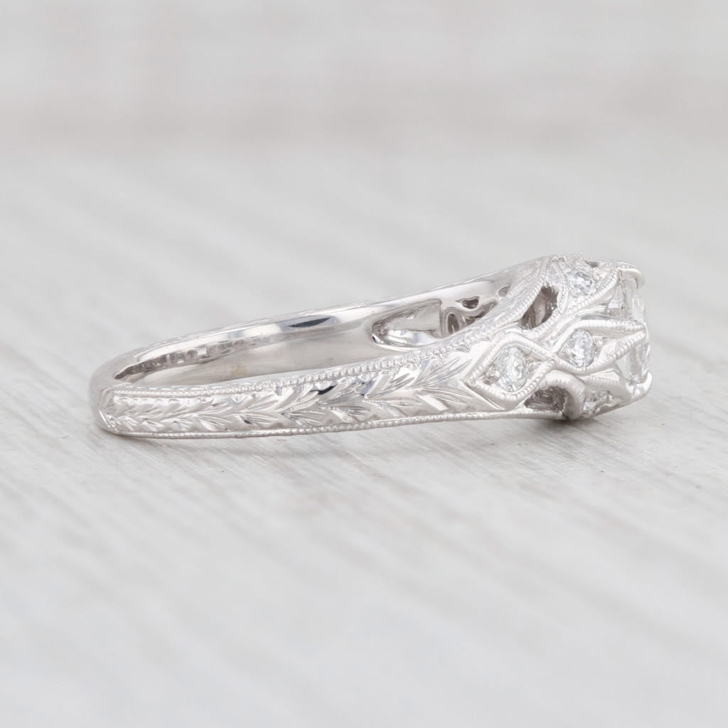 New Floral Diamond Engagement Ring 14k White Gold Size 6.5 Rose Cut Solitaire