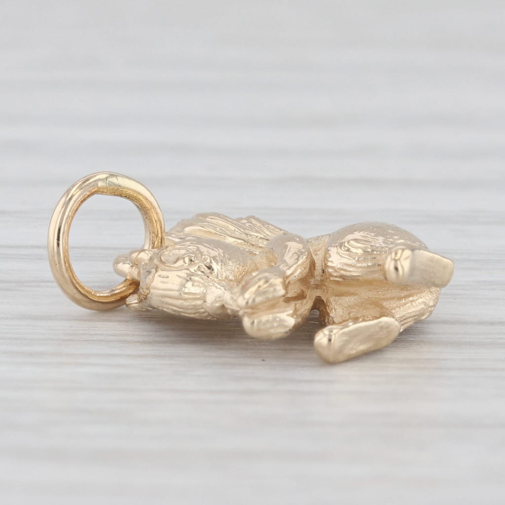 Light Gray Little Squirrel Charm 14k Yellow Gold Woodland Animal Pendant