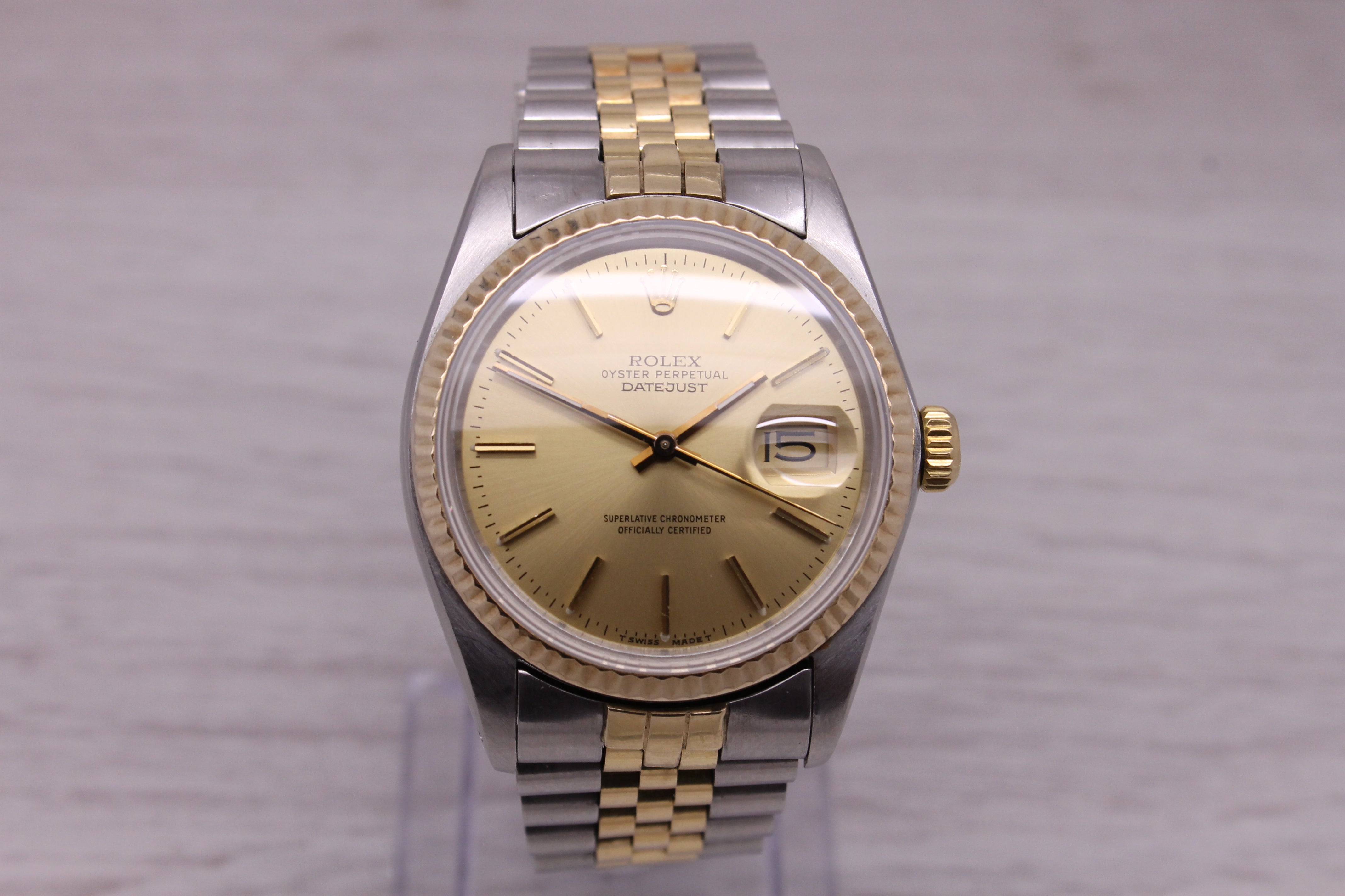 Vintage 1987 Rolex Datejust 16013 Two Tone Mens 36mm Automatic Watch w/Jubilee