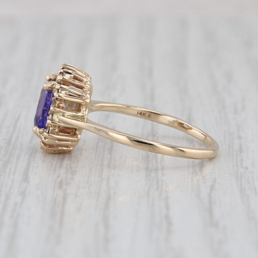 1.49ctw Tanzanite Diamond Halo Ring 14k Yellow Gold Size 8.5 Engagement
