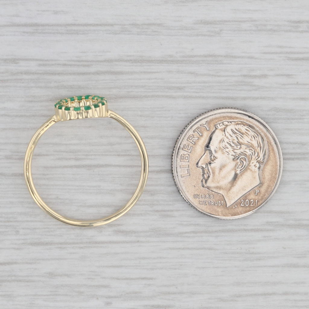 Gray New 0.15ctw Emerald Circle Ring 10k Yellow Gold Size 7