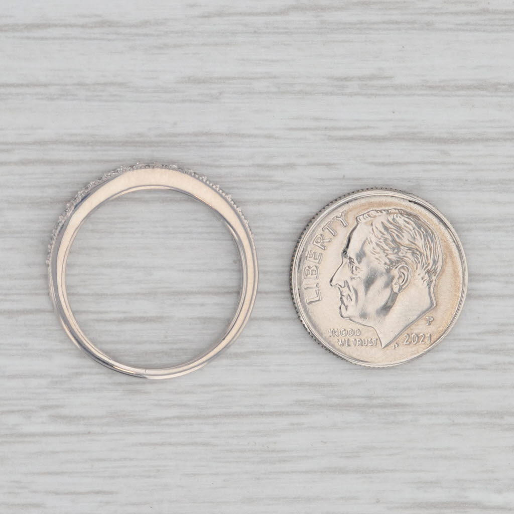 Gray 0.25ctw Diamond Wedding Band 10k White Gold Stackable Anniversary Ring Size 7.25