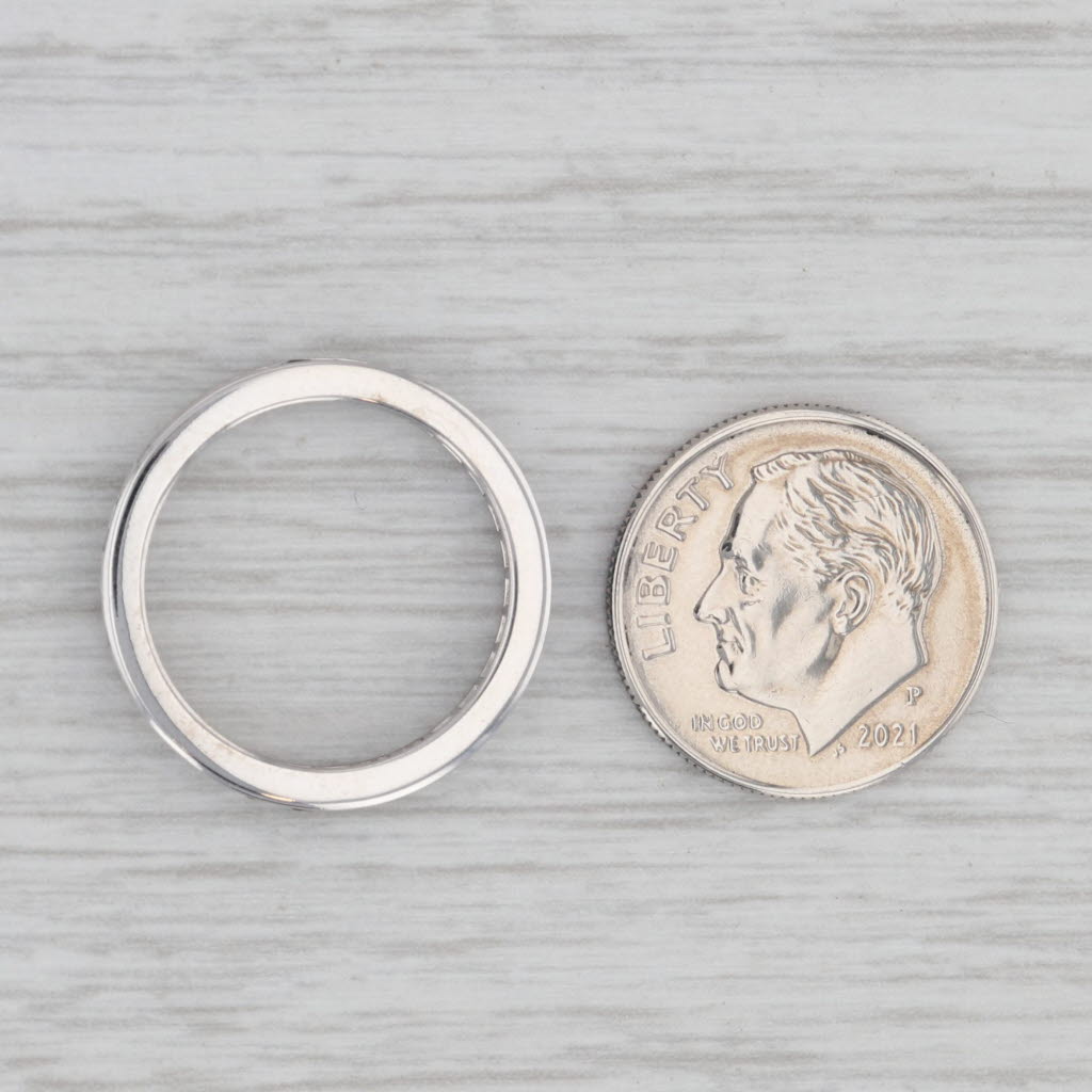 Gray Lab Created Blue Sapphire Eternity Band 14k White Gold Stackable Wedding Ring